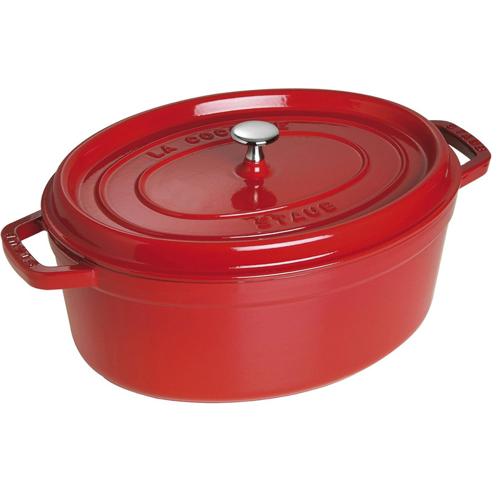 Чавунна жаровня/кокот STAUB, овальна 6,7 л, (33 см, вишнево-червона)