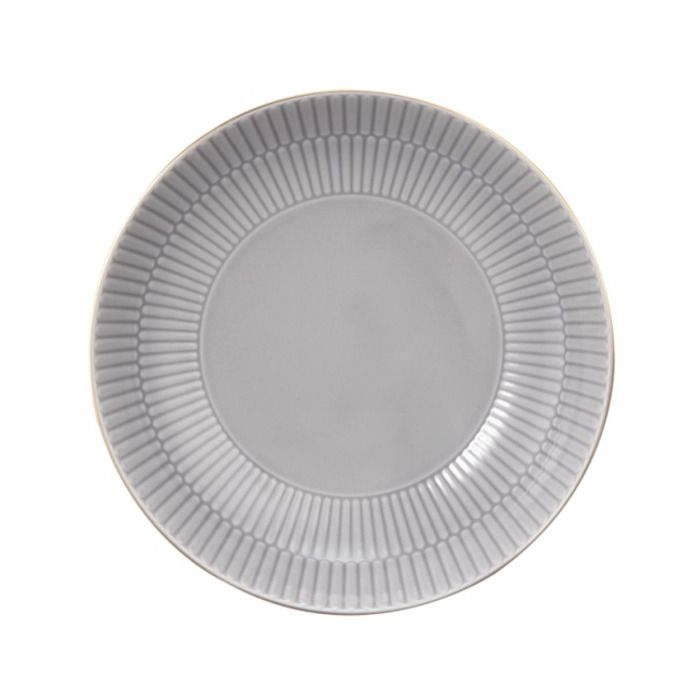 Суповая тарелка 21 см, серая с золотистым ободком Amina Silbergrau Goldrand Seltmann Weiden