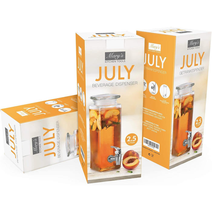 Скляний диспенсер для напоїв 2,5 л Mary's KITCHEN TOOLS