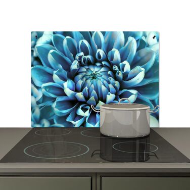 Фартух для плити, кухонний фартух, вініл, 78x52 см, декор для кухні, облицювання стіни, кришка для плити - сіро-чорний (синій - жоржина, 59Д x 77Ш см)