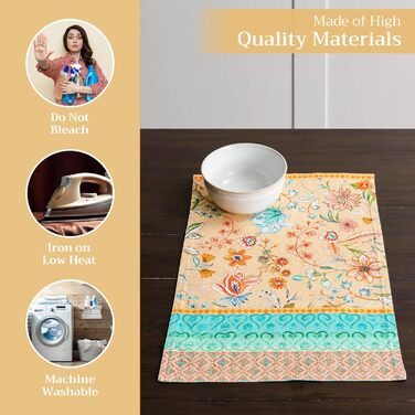 Бавовняні килимки для серветок, набір з 4 шт. , декоративні килимки для серветок, пасхальні килимки, що миються, для свят, вечерь, весни, літа (33 см x 48 см) (019 - Розкішний лофт - Персиковий), 39Hermine 100