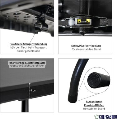 Складаний фуршетний стіл 180x74 см чорний CHEFGASTRO