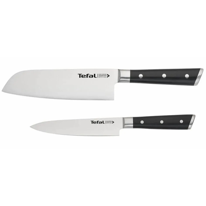 Набір ножів Tefal Ice Force, 2шт, нержавіюча сталь, пластик, чорний