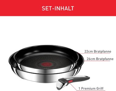 Набір посуду для індукційного приготування Tefal Ingenio Preference On з 15 предметів, зі знімною ручкою, що штабелюється, економить місце, з антипригарним покриттям, простий у використанні та чищенні, L97495 Набір посуду для каструль та сковорідок (набір
