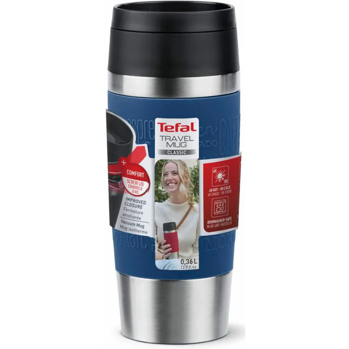 Tefal Термочашка Travel Mug Classic, 360мл, нержавеющая сталь, синий