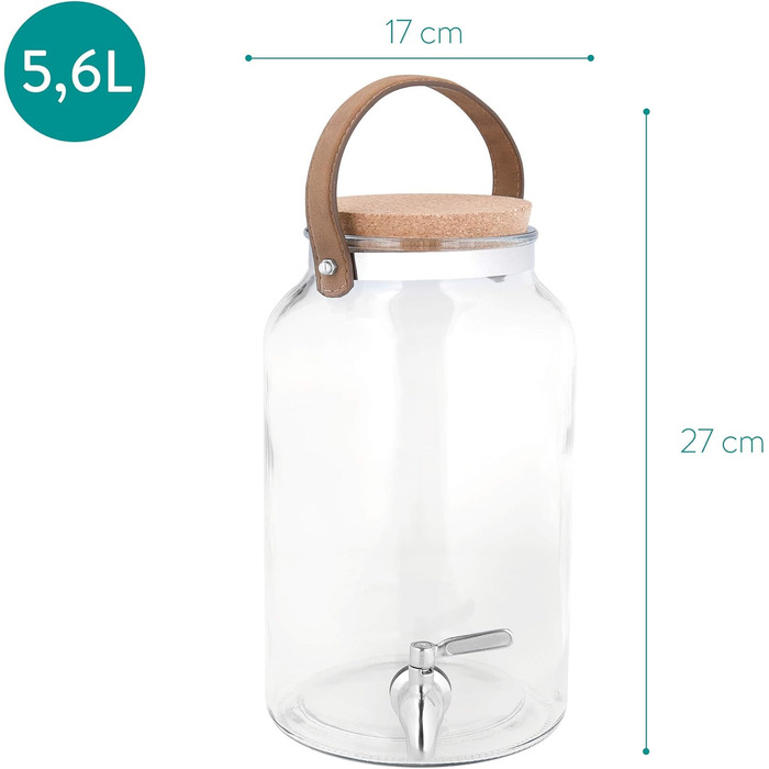 Диспенсер для напоїв скляний 5,6 л Navaris