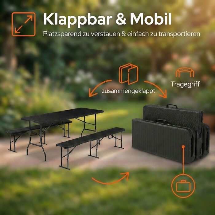 Складаний набір столу та дві лавки ALBATROS