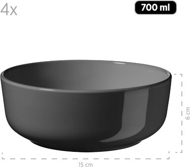 Серия MSER Alenia, набор посуды на 4 персоны в современном скандинавском дизайне, комбинированный сервиз из 16 предметов из керамики серого цвета, керамогранит