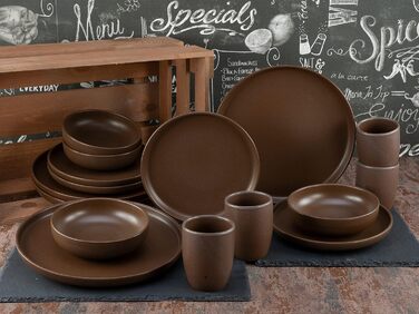 Набір посуду Uno серії Uno з 16 предметів, комбінований сервіз з керамограніту (коричневий, комбінований набір з 16 предметів), 22978