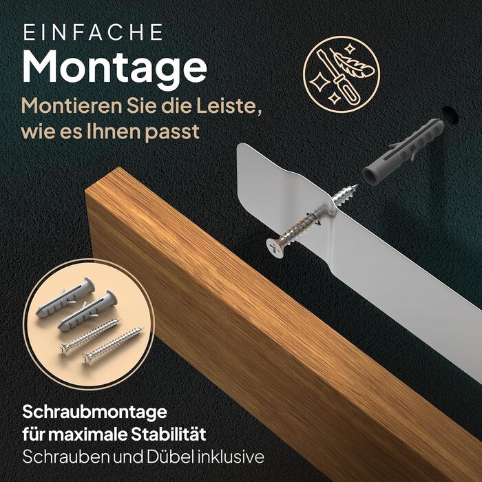 Настінний магнітний тримач для ножів, дерево акації Mahona