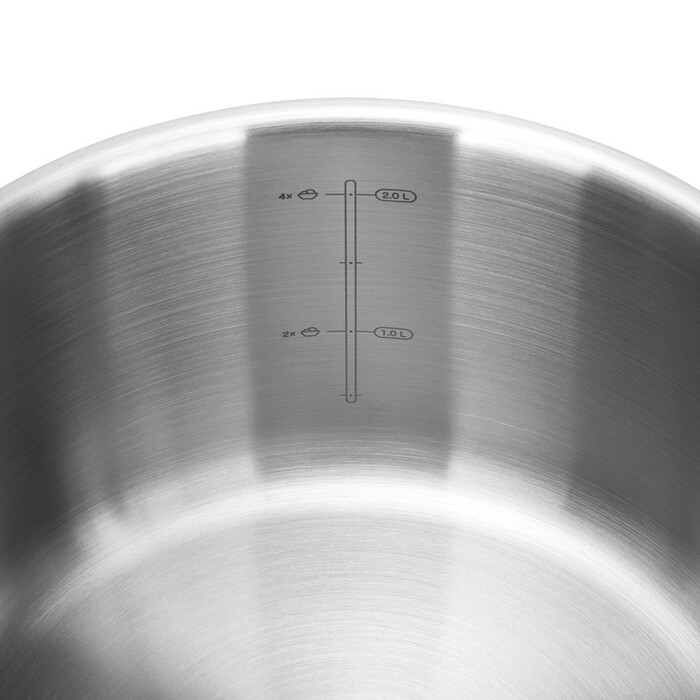 Ковш Fissman MASTER CHEF 18х10 см/2,3 л со стеклянной крышкой нержавеющая сталь (15095)