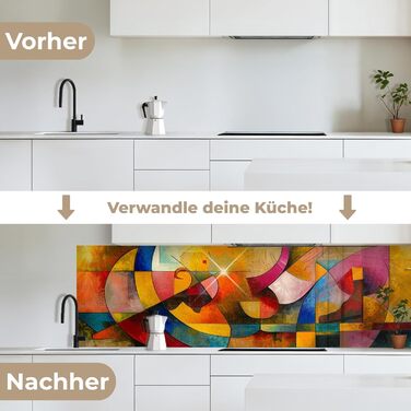 Кухонний фартух 60x80 см Самоклеючий настінний захисний екран для кухні Кухонний фартух Кухонні фасади Кухонні фартухи Кухонна стіна Вода - Пейзаж - (Мистецтво - Абстрактне, 60 x 200 см)