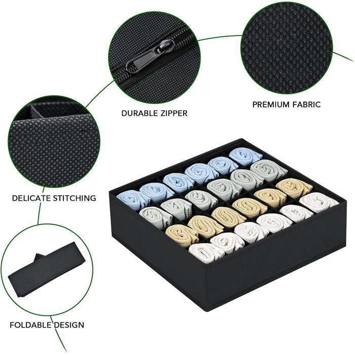 Органайзер для одягу на 24 відділення, набір 4 предмети, чорний Homsorout