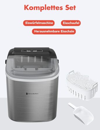 Льдогенератор 1,2 л 95 Вт серебряный KitchenBrothers