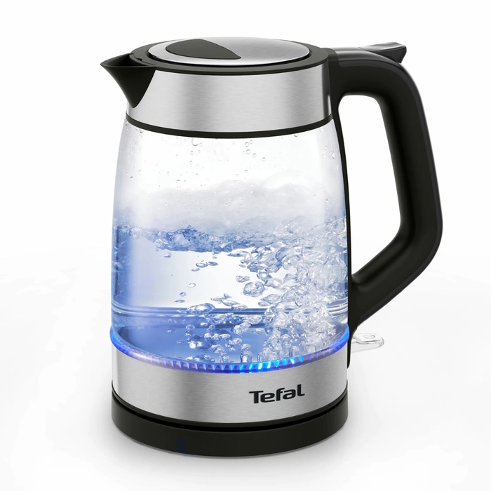 Tefal Електрочайник Glass Kettle 1.7л, скло, з підсвіткою, чорно-срібний