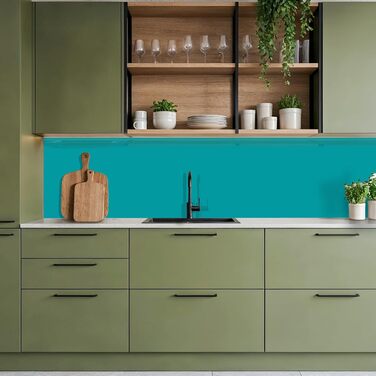 Кухонний фартух 60x250 см, самоклеючий фартух, кухонний фартух, кухонний фасад, самоклеючі кухонні фартухи - Осінь (Синій - Однотонний, 60 x 350 см)