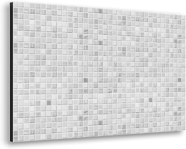 Кухонний фартух CREARREDA з алюмінію, виготовлений в Італії, захищає плиту та стіну, миється та легко встановлюється, металевий фартух, 48 x 72 см (біла мозаїка)