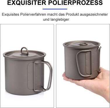 Туристична чашка з титану 600 мл widesea