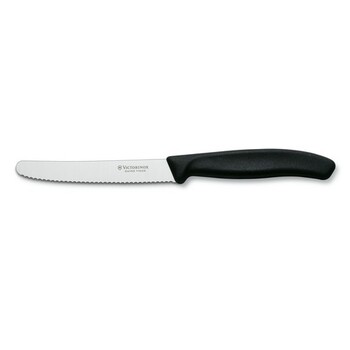 Кухонний ніж Victorinox SwissClassic Tomato&Sausage лезо 11см хвил. з чорн. ручкою