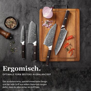 Кулінарний набір ножів з дамаської сталі Sycamore 6 ножів, 67 шарів, ядро VG10, твердість 602 HRC, ручки з клена, хлібний ніж із серрейторною заточкою, магнітний тримач для ножів, професійні кухонні ножі для точного нарізання (Culinary Asia)