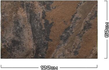 Дизайнерський кухонний фартух з алюмінієвого композиту, кухонний фартух, товщина 3 мм, 60x100 см, (натуральний камінь коричневого кольору)