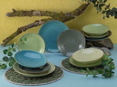Серія Nature Collection Scandinavia, набір посуду з 16 предметів, комбінований сервіз з кераміки (обідній сервіз, барвистий), 19984