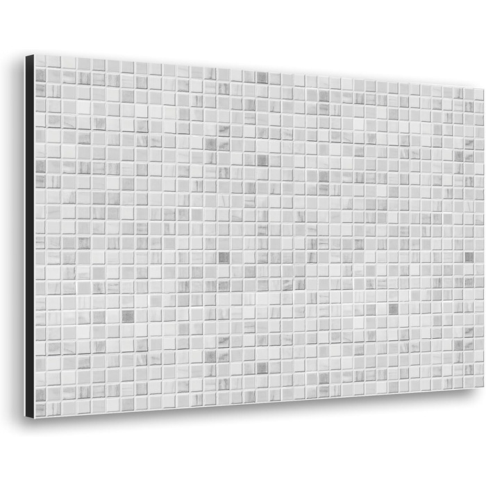 Кухонний фартух CREARREDA з алюмінію, виготовлений в Італії, захищає плиту та стіну, миється та легко встановлюється, металевий фартух, 48 x 72 см (біла мозаїка)