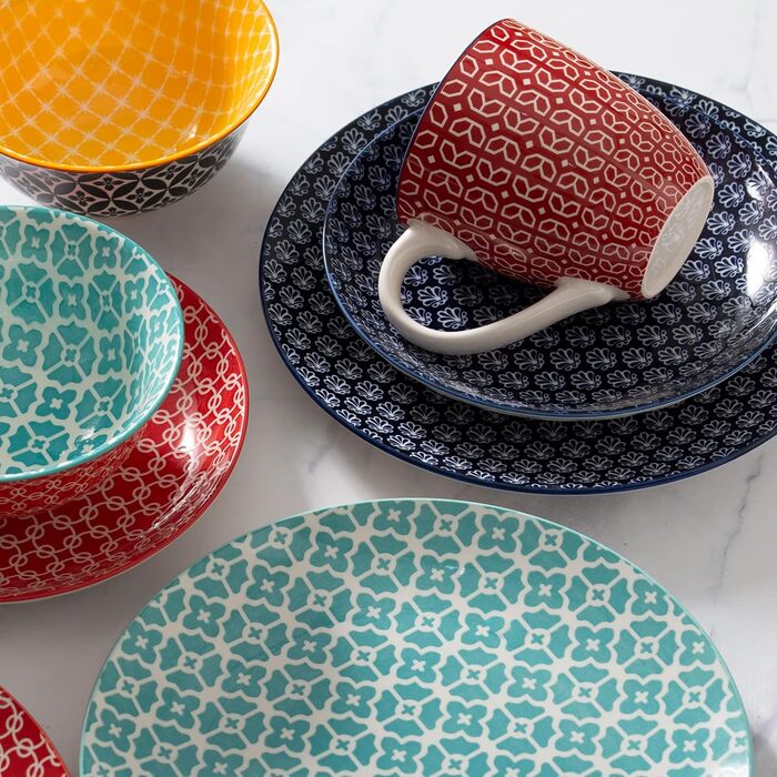 Набор керамической посуды на 4 персоны, 16 предметов, разноцветный  Vibrant Joy Dowan