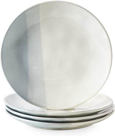 Керамические обеденные тарелки DOWAN 20,3 см, градиент, синие десертные тарелки, фарфоровые тарелки для закусок для салата, большие кухонные сервировочные тарелки, сейф для посудомоечной машины и микроволновой печи, 4 шт.