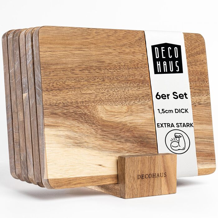 Набір з 6 дерев’яних сніданкових дощечок із акації Deco haus