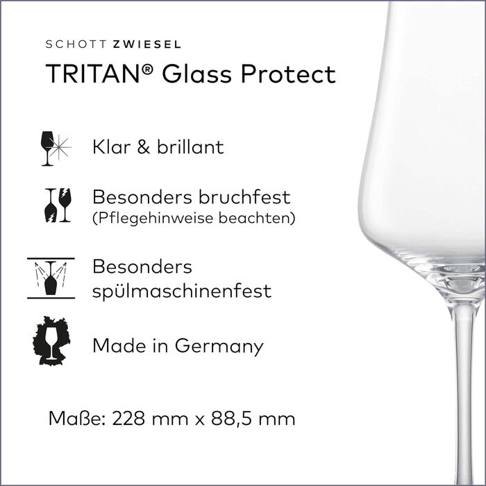 Келих для білого вина SCHOTT ZWIESEL fine (набір з 6 шт. ), стильні келихи для білого вина, келихи з тритану, які можна мити в посудомийній машині, виготовлені в Німеччині (арт. No 113758) (486 мл)