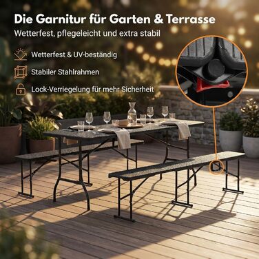 Складаний набір столу та дві лавки ALBATROS