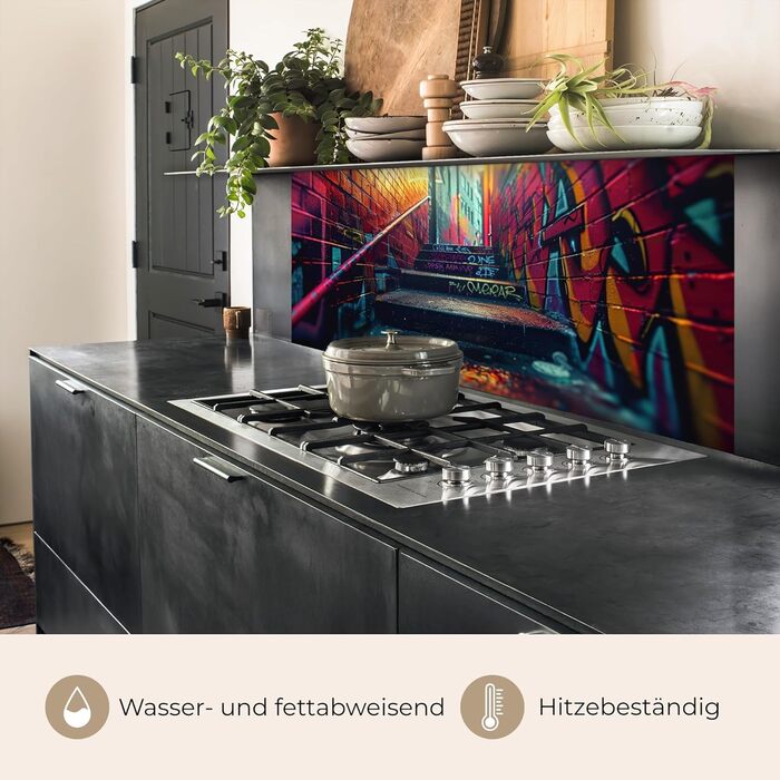 Кухонний фартух 60x80 см Самоклеючий настінний захисний екран для кухні Кухонний фартух Кухонні фасади Кухонні фартухи Кухонна стіна Вода - Пейзаж - (Архітектура - Неонова, 80 x 150 см)