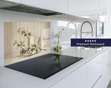 Кухонний фартух timalo зі скляним виглядом Акрилове скло 2 мм Бризкозахисна стіна для плити, скляний фартух, акрилова скляна настінна панель, захисна панель для фартуха Бетонно-блакитно-сірий (140x50 см, 212- Ваза для квітів)