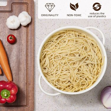 Металеве сито для пасти з подвійними ручками 21 см кремовий beifeier