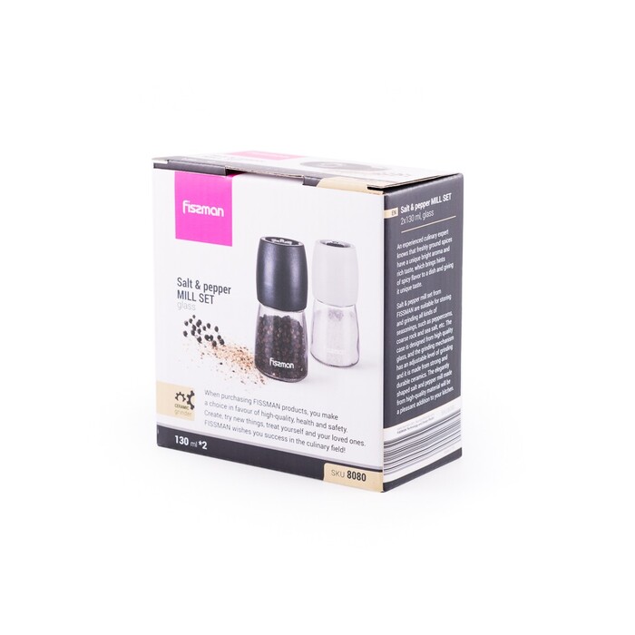 Набір млинів для солі та перцю Fissman 2х130 мл керамічний механізм (8080)
