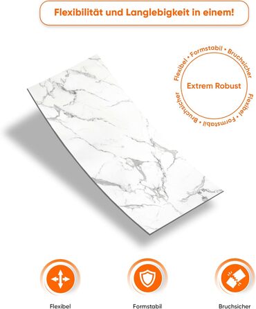 Стінові панелі IZODEKOR під мармур 60x120 см Панель для кухонного фартуха ПВХ-облицювання стін для кухні, ванної кімнати Бризкозахисний екран для кухні Водонепроникний та термостійкий (4 панелі 4 монтажних клею, Carrara)