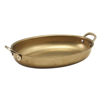Сковорода для подачи 24.5*17.5 см, 1000 мл, овальная, металлическая, Gold Vintage Steel, GenWare