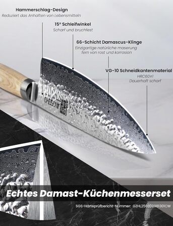 Японський набір ножів з дамаської стал Jingseiho