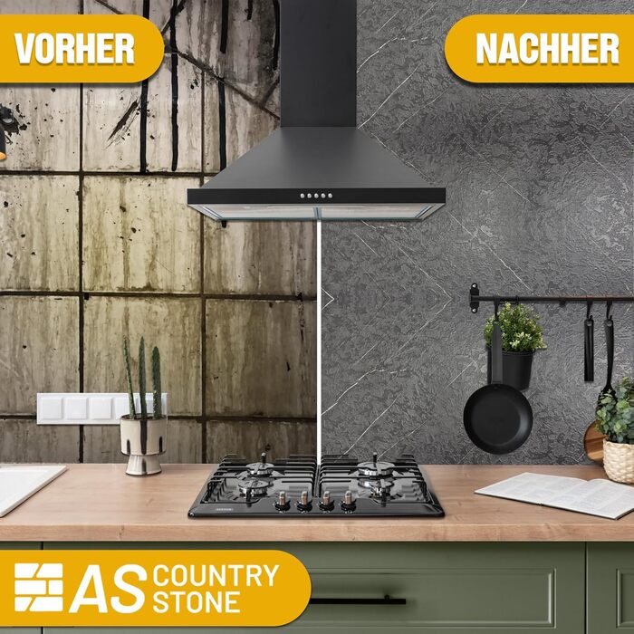 Стінові панелі AS Country Stone під мармур 60x120 см ПВХ-облицювання стіни з пластикових панелей для кухні, ванної кімнати тощо Панель кухонного фартуха (, Темний камінь)