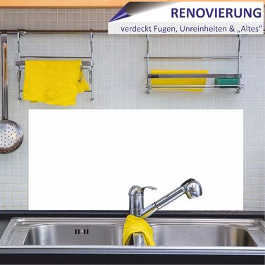 Кухонний фартух INDIGOS UG для плиткового фартуха - - - Термостійкий алюмінієвий композитний бризкозахисний екран - Сучасний кухонний фартух, що протирається - Плита та духовка - Облицювання стін (Білий, 100x55 см)