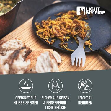 Титанова ложка-виделка-ніж для кемпінгу Light My Fire