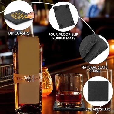 Набір квадратних підставок із натурального сланцю 60 шт AFOROEOA