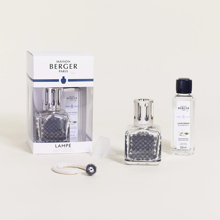 Аромалампа Maison Berger Paris ICE CUBE GINKGO, 250 мл + Наповнювач з ароматом DELICATE WHITE MUSK, 250 мл