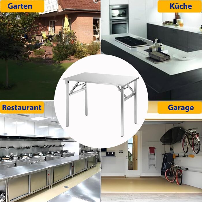 Складаний стіл з нержавіючої сталі для кемпінгу 120 x 60 см DELAUF