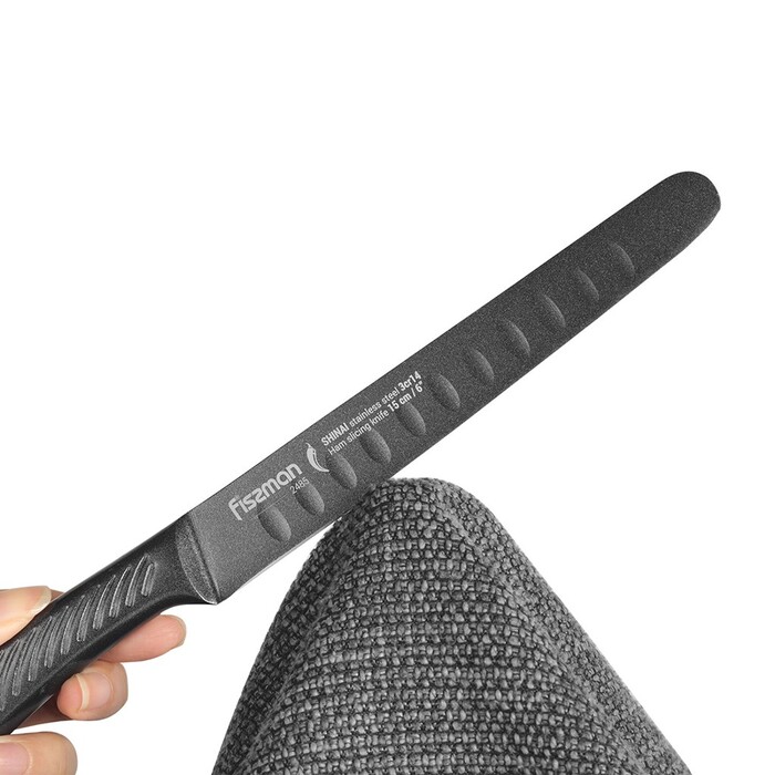 Нож для тонкой нарезки с выточками Fissman SHINAI graphite (2485)