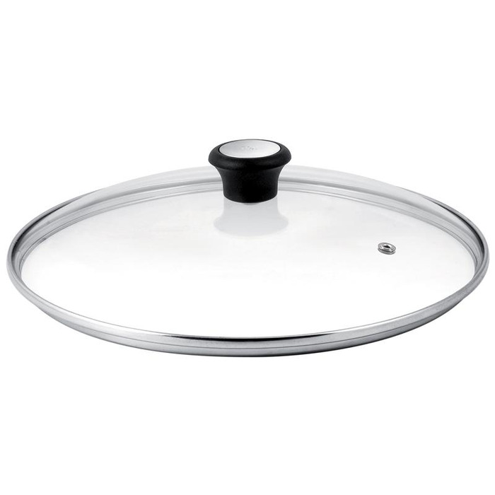 Кришка Tefal 28см, скло, нержавіюча сталь, бакеліт, прозорий