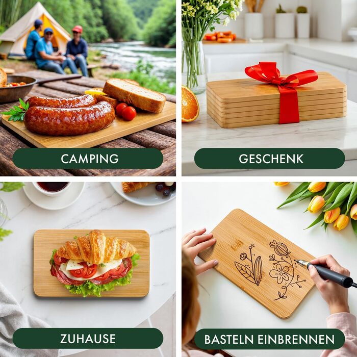 Набір з 6 бамбукових дощок для сніданку Blumtal, 22x14x0,8 см - антибактеріальні дерев&39яні дошки - дошки для сніданку - дошки для перекусу - обробні дошки 22 x 14 см