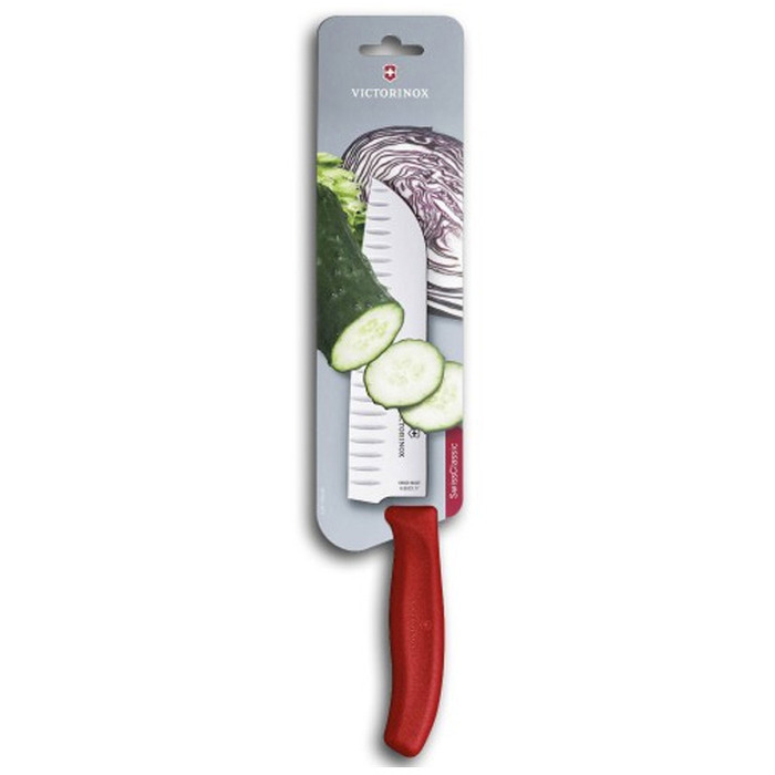 Кухонний ніж Victorinox SwissClassic Santoku лезо 17см ріфл. з черв. ручкою (блістер)