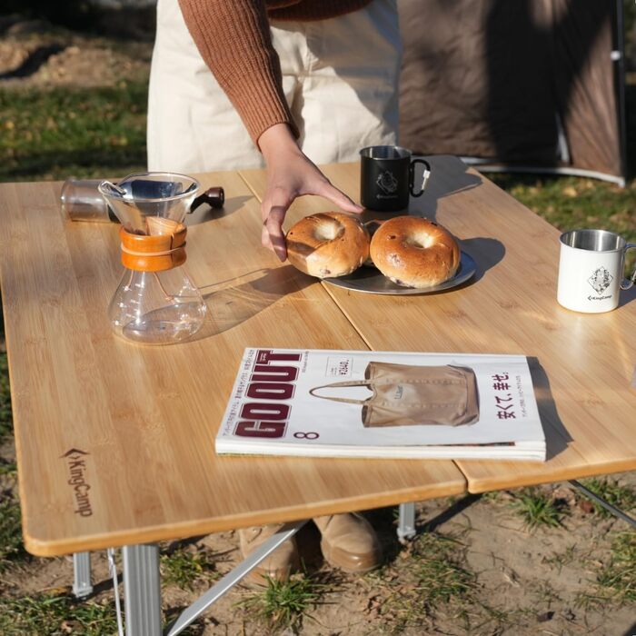 Складний бамбуковий стіл для кемпінгу 100 x 72 см KingCamp